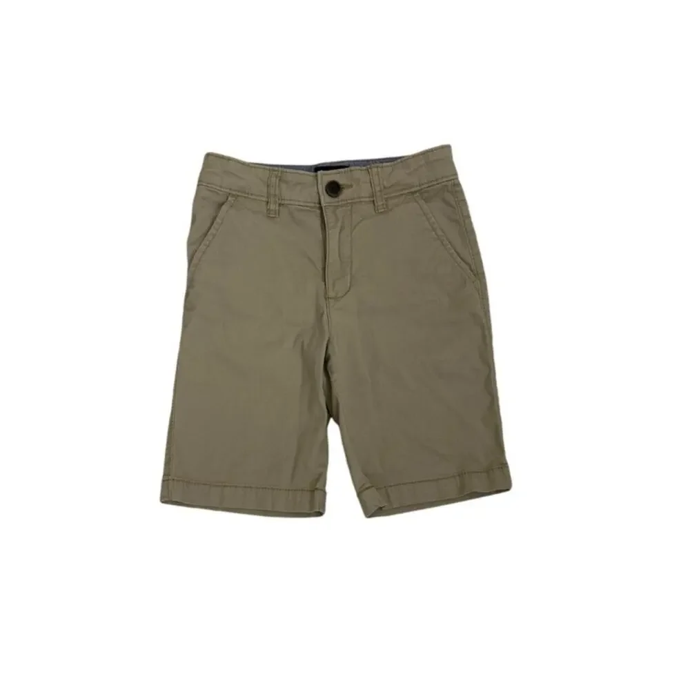 OshKosh Khaki Flat Front Adjustable Waist Chino Uniform Shorts Size Youth 7